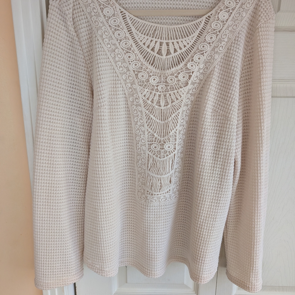 Elegant Cream Lace Detail Women's Top